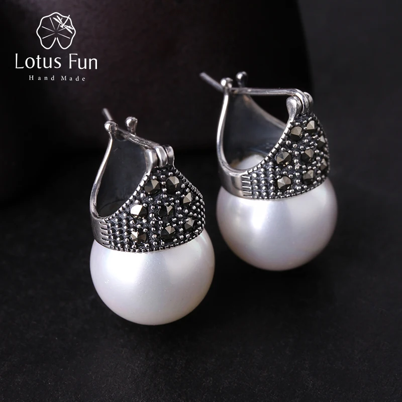 

Lotus Fun Real 925 Sterling Silver Natural Handmade Designer Fine Jewelry Vintage Fashion Drop Earrings for Women Brincos Bijoux