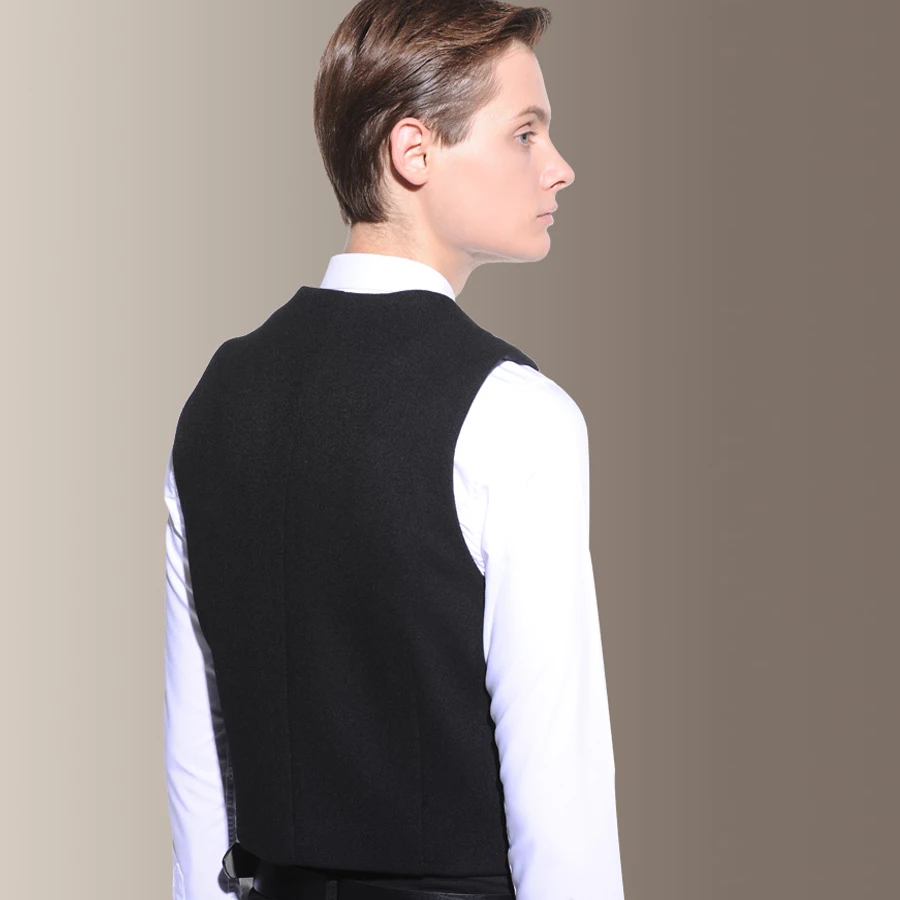 Black Gentlement Chalecos Para Hombre Men Vest Gilet Uomo Double Breasted Mens Vest Suit Colete Masculino Waistcoat Men 2018