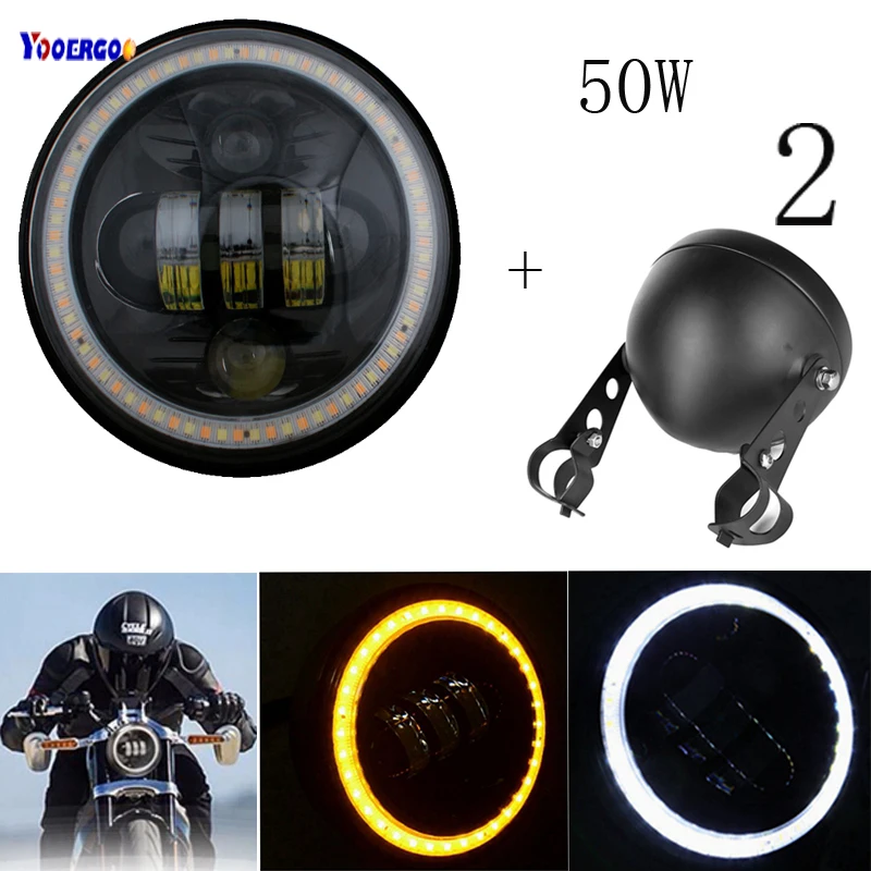 

Black/chrome 5 3/4" projector Led Headlight+5.75 Inch black Housing bucket FOR Motorcycle FXWG Choppe