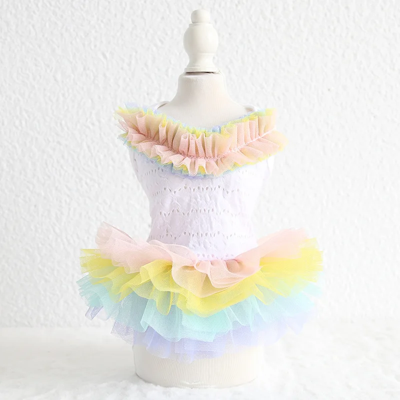 

Lace Rainbow Pet Dog Clothes Summer Tutu Dress Dog Coat Cat Dress Dog Wedding Dress Floral Pet Dress Clothing Yorkshire Teddy