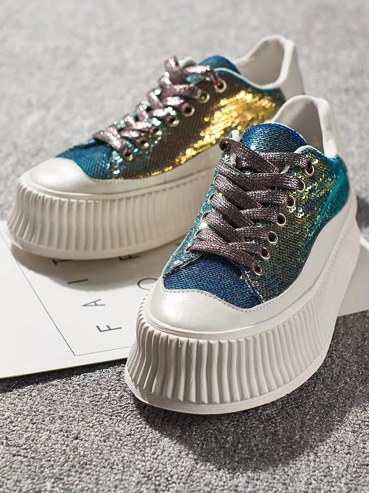 

2019 Spring New Chunky Sneakers Harajuku Casual Dad Shoes Platform Sneakers Bling Sneakers