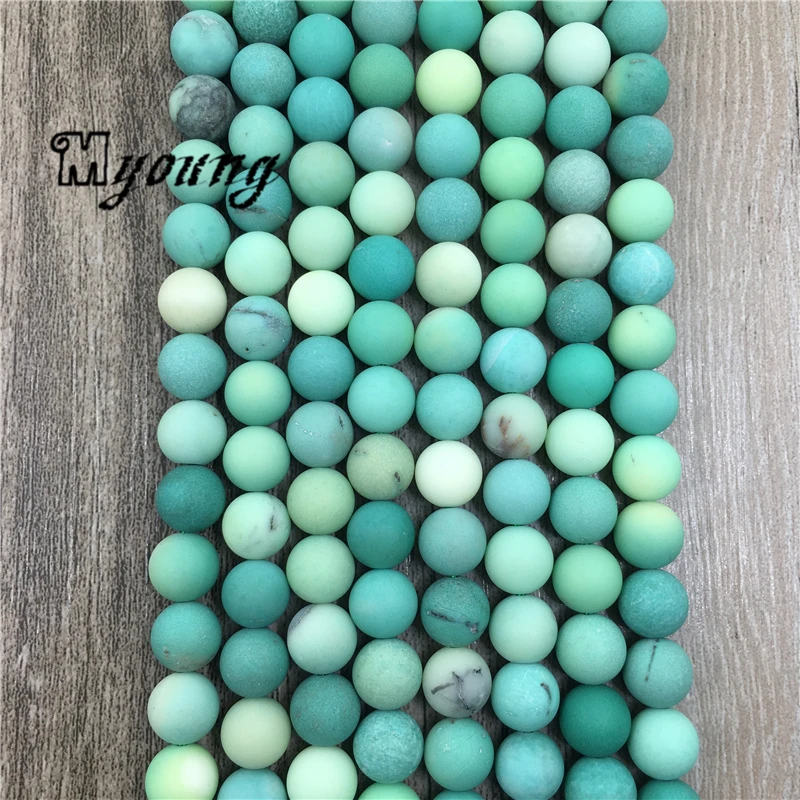 

Matte Round Green Grass Moss Agates Apple Stone Loose Beads For Jewelry Making MY1607