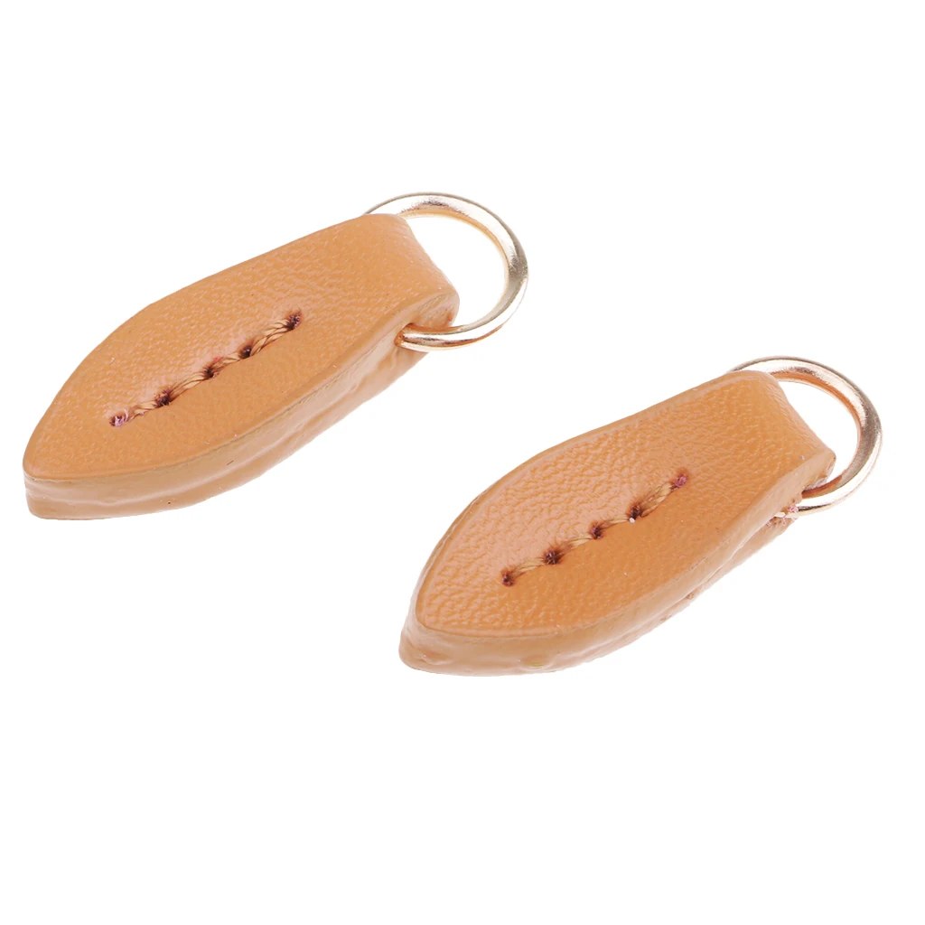 fityle 2Pcs Leaf Shape Leather Zip Puller Zipper Pulls Replacement Sewing Fastener Slider for Backpack Purse Bag Pants