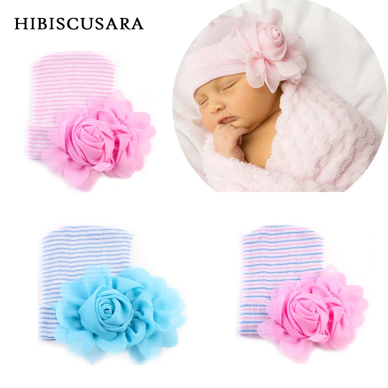 17new Babybonnet Hoed Stretch Katoen Gestreepte Beanie Met 3d Bloem Pasgeboren Lente Herfst Hoed Caps Bebe Foto Props Baby Bonnet Baby Bonnet Hatcap Bebe Aliexpress