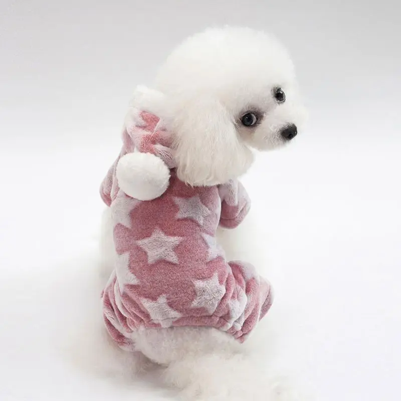 Пижама для домашних животных, комбинезон, осенне-зимняя одежда для собаки из флиса, четыре ноги, теплая одежда для домашних животных, костюм для маленькой собачки, одежда