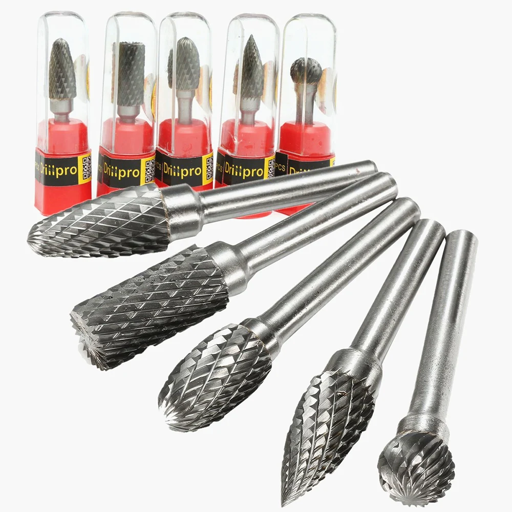 

Carbide Burrs 5pcs 12mm Double Cut Tungsten Carbide Rotary File Cutting Burs Tool Rotary Burrs Die Grinder Bits