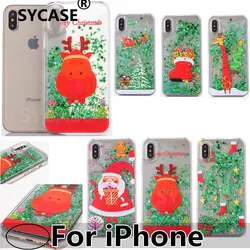 SYCASE Рождественский подарок чехол для iPhone X XS XR XS Max 6 6 S 7 8 плюс Santa дерево Flash звезды гладкой песок прозрачная крышка