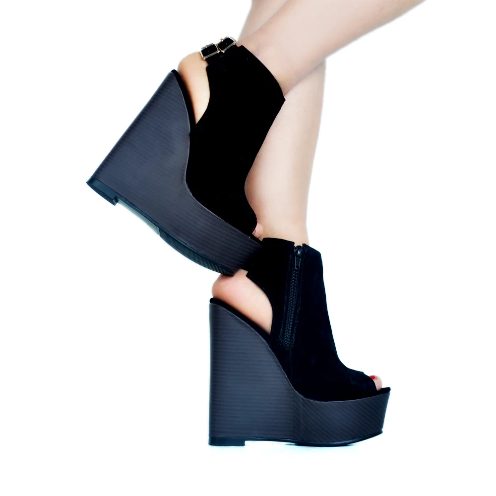 Olomm/Новое поступление, женские босоножки на платформе пикантные женские туфли на танкетке и высоком каблуке черные вечерние туфли с открытым носком женская обувь американского размера плюс 5-15