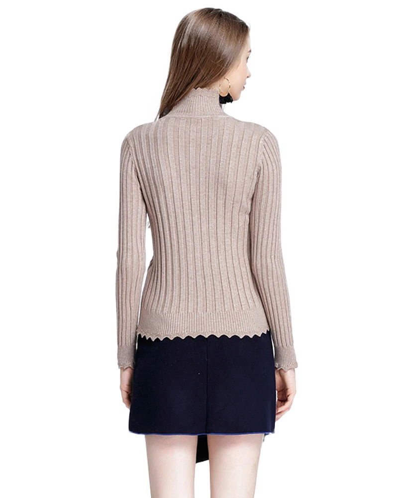 2017 Autumn Ribbed Knitted Pullover Sweaters Women Turtle Neck Sweater ...