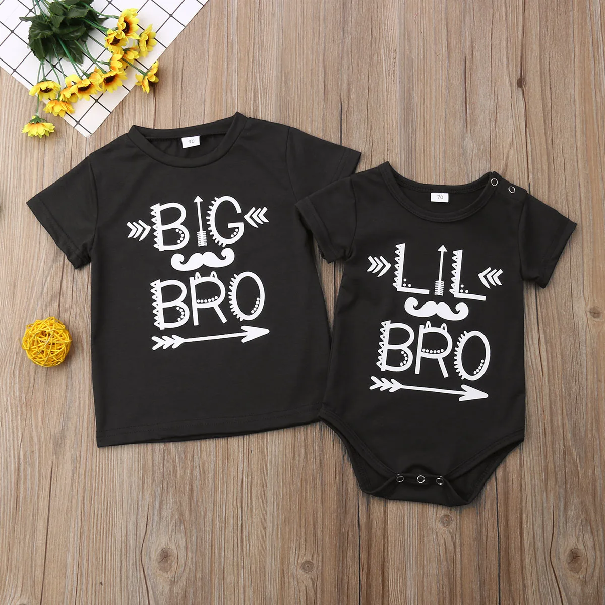 Повседневный Детский комбинезон для маленьких мальчиков, футболка с надписью «Big Brother», топы, одежда с коротким рукавом
