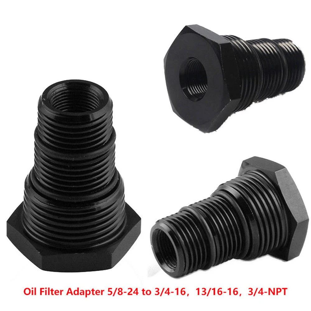 Black 1pcs Automotive Oil Filter Threaded Adapter 5/8 24 to 3/4 16 13/16 16 3/4 NPTin Oil