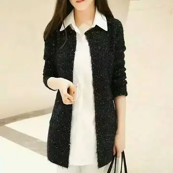

women autumn winter cardigans sweaters female stand collar cardigan long open stitching korean style casual knitted cardigans