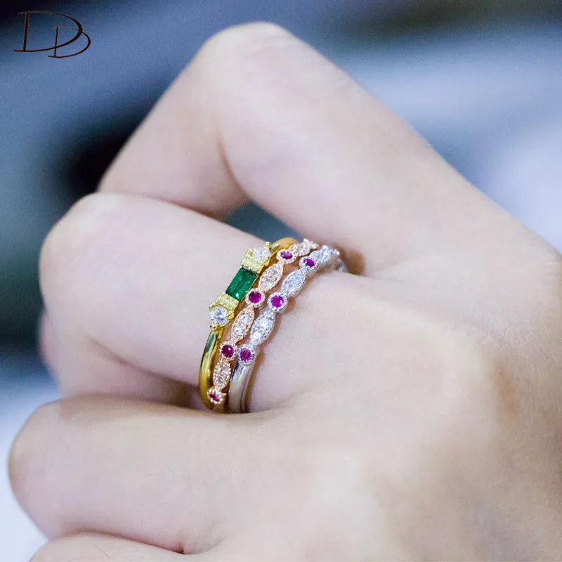 

DODO Simple Rose Gold Color Rings Women Chic Pink AAA Zircon Fashion Kpop Jewelry for All-purpose OL Daily Wear Anillos B2293