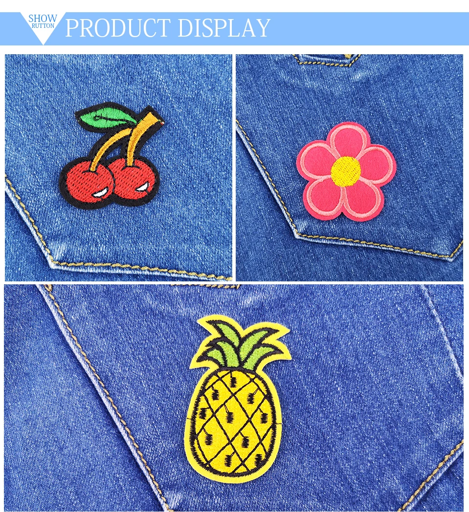 Iron Patches For Clothing Kids Pineapple Cactus Cherry Strawberry Cake Smiley Flower Embroidered Patches For Clothes Applique (8)