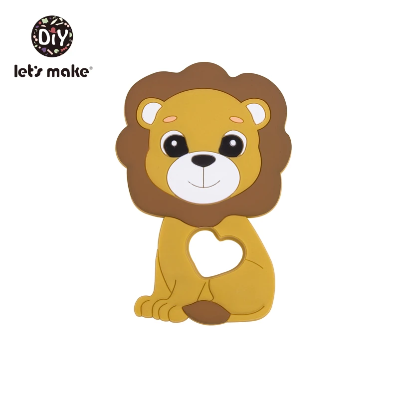 best items for teething baby Let's Make Silicone Teether Lion Shape 1pc Newest Animals Lion Teether For Teeth DIY Teething Pacifier Clips Food Grade Tiny Rod best Baby Teething Items Baby Teething Items