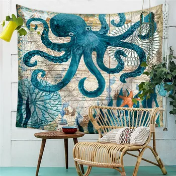 

Octopus Printed Ocean Style Oil Printing Decorative Tapestry Beach Cover Boho Wall Carpet Yoga Picnic Mat Beach Towel