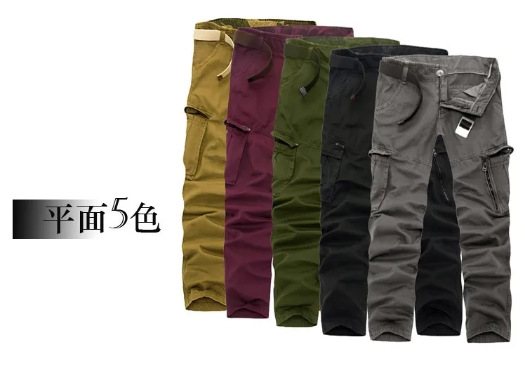 Новое поступление высокого качества Модные Для мужчин длинные хлопковые камуфляжные Брюки-карго, Повседневная Полный Штаны. 9 цветов. большие размеры 29-40