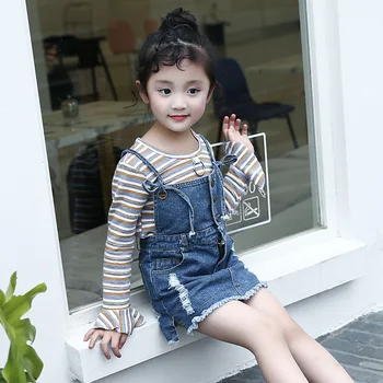 

Toddler Kids Baby Girl Clothes Set Cute Girls Striped Tops Shirt Demin Dress Cute Party 2pcs Outfits Clothing Set