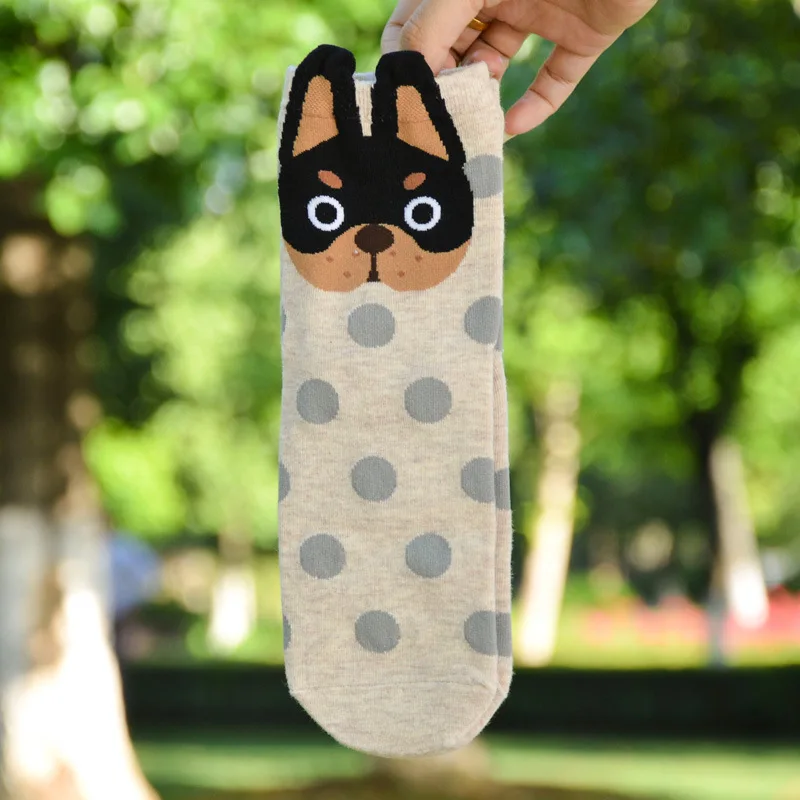 2018 3D женские носки с изображением животных, собачьих ушей, хлопок, 5 пар