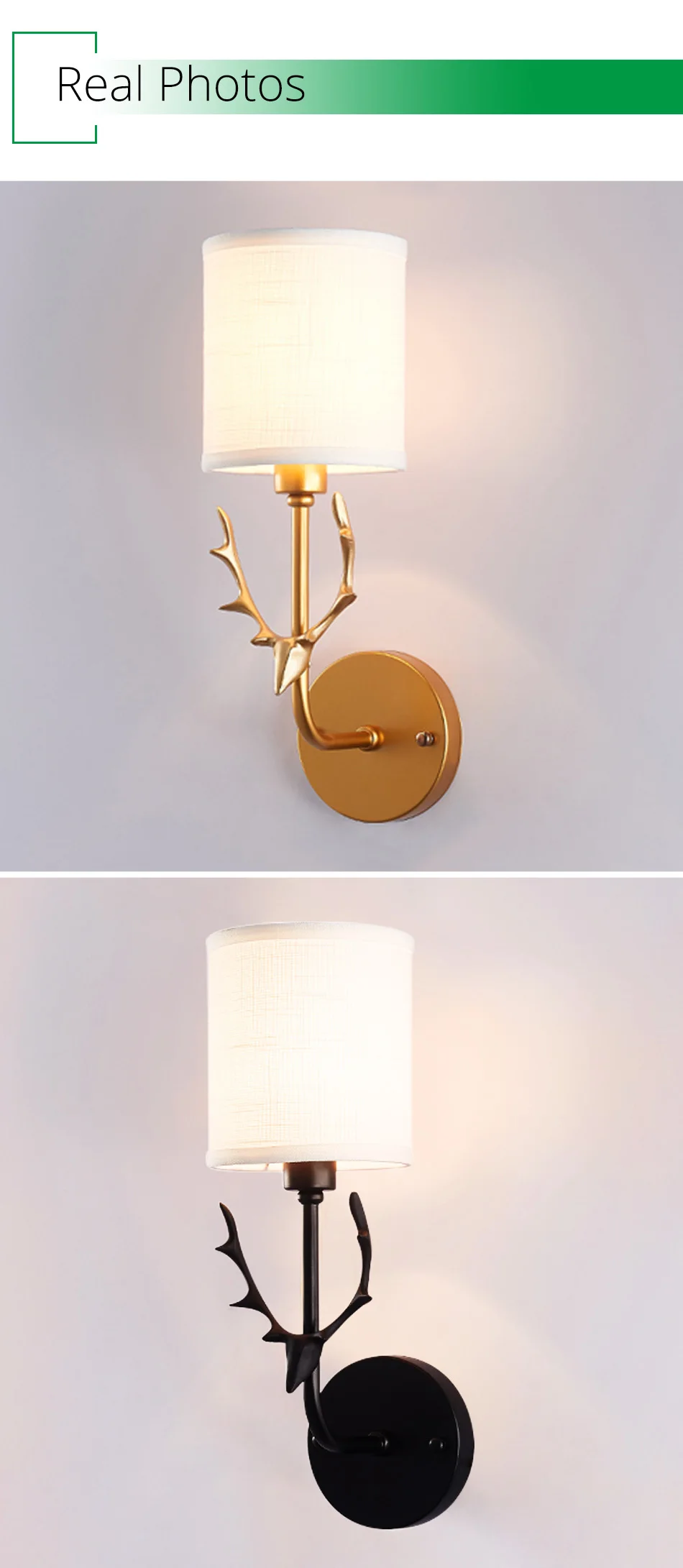 Creative bedside wall lamp E27 Bulb stair White Black Gold interior wall sconce Light in the nursery mirror industrial Lighting (2)