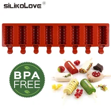 SILIKOLOVE 8 полости в полоску Производители Мороженого Плесень DIY формы ледяные кубики формы для десертов лоток формы для мороженого