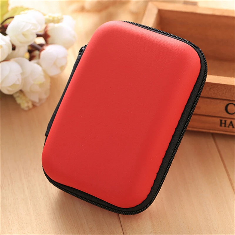 

Hot Mini Zipper Hard Headphone Case Portable Earbuds Pouch box PU Leather Earphone Storage Bag Protective USB Cable Organizer
