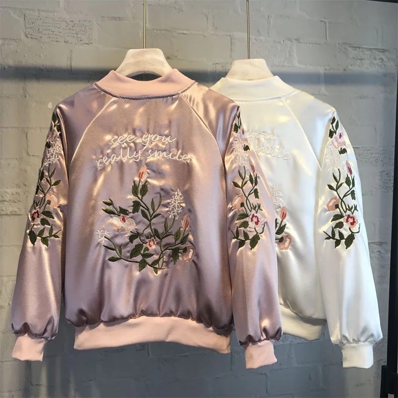 jaqueta bomber bordada feminina