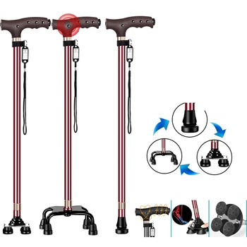 

Adjustable Folding Elderly Walking Stick Old Man Crutch Aluminum Alloy Stick Multi-purpose Old Man's Poles Cane Anti-slip Poles