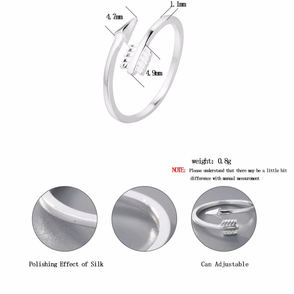 Kinitial Новое регулируемое боковое кольцо со стрелой в романтическом стиле для влюбленных Купидон двойное многослойное кольцо на костяшке свадебный подарок ювелирные изделия