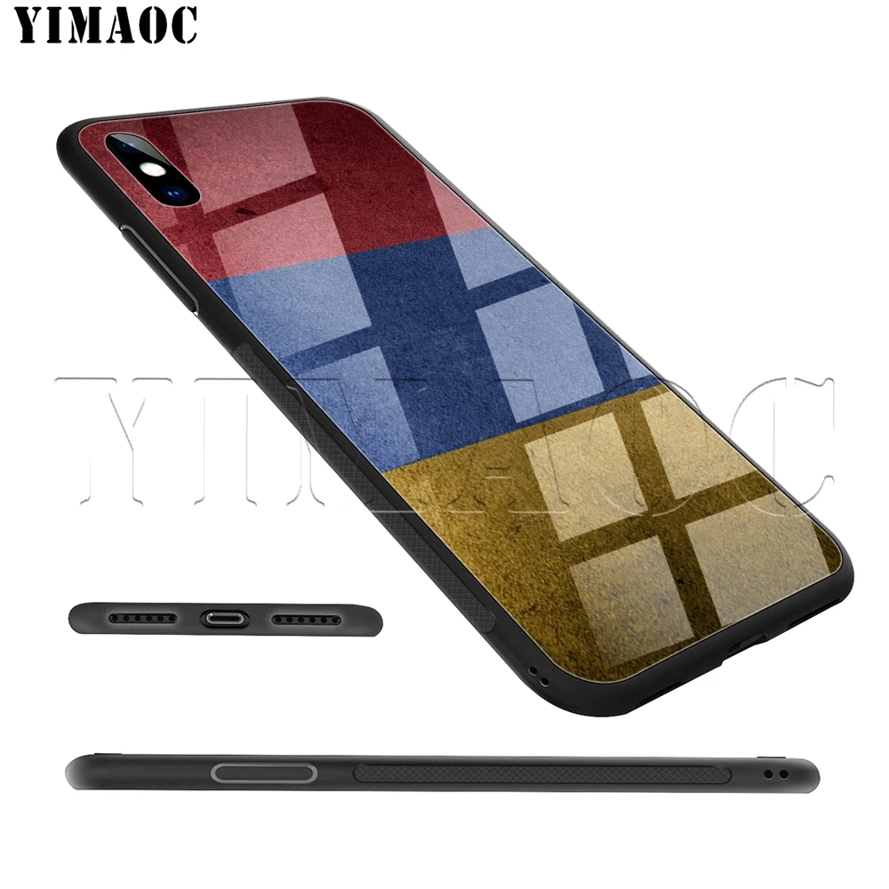 Чехол из закаленного стекла с флагом армян YIMAOC для iPhone 11 Pro XS MAX XR X 8 7 6 6S Plus