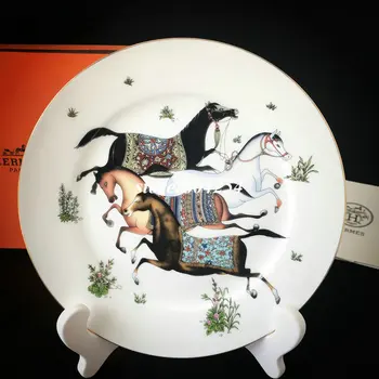 

High-grade desktop decoration retro ceramic decorative plate Decoration Crafts fruit tray