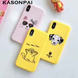 Чехол для iPhone X с милым буквенным принтом KASONPAI, мультяшный Кот, собака, чехол для iPhone 6 6 S 7 8 Plus, модные художественные чехлы с цветами