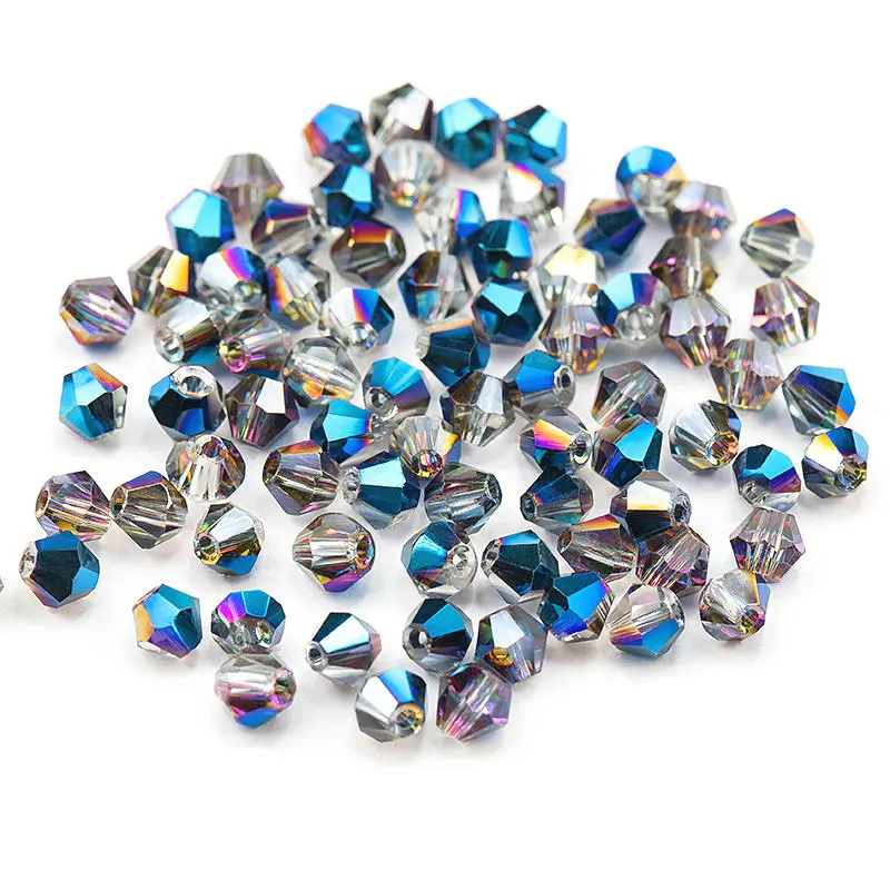 4mm Shiny Metal Color Bicone Beads 5238 Glass Beads Half Plated Color Beads Crystal Jewelry Beads for Jewelry Making 120pcs/lot glass beads