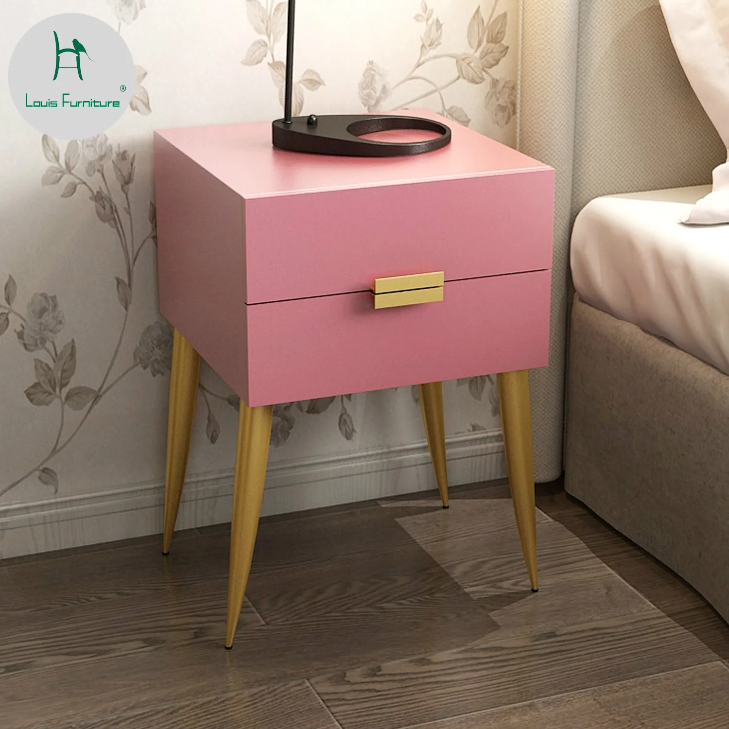 

Louis Fashion Nordic Bedroom Nightstand Simple Modern Wood Collection Cabinet Economy Dormitory Bedside Side