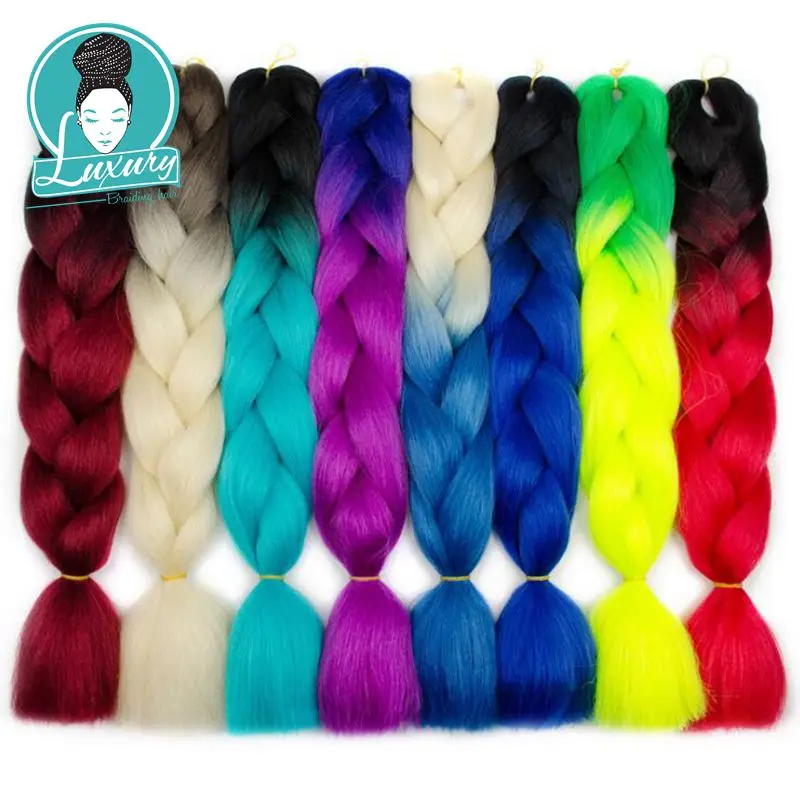 

Luxury For Braiding Ombre Jumbo Synthetic Braiding Hair Crochet Blonde Pink Blue Grey Hair Extensions Jumbo Braids