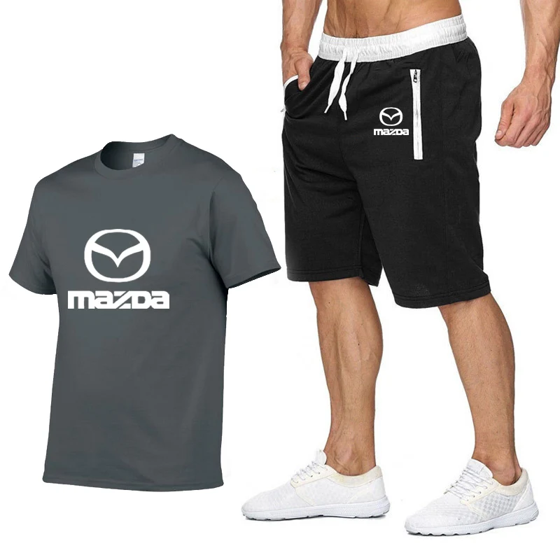 Мужская футболка с коротким рукавом для автомобилей Mazda Логотип Летняя мужская футболка хип-хоп Harajuku футболка высокое качество хлопок футболки шорты костюм спортивная одежда