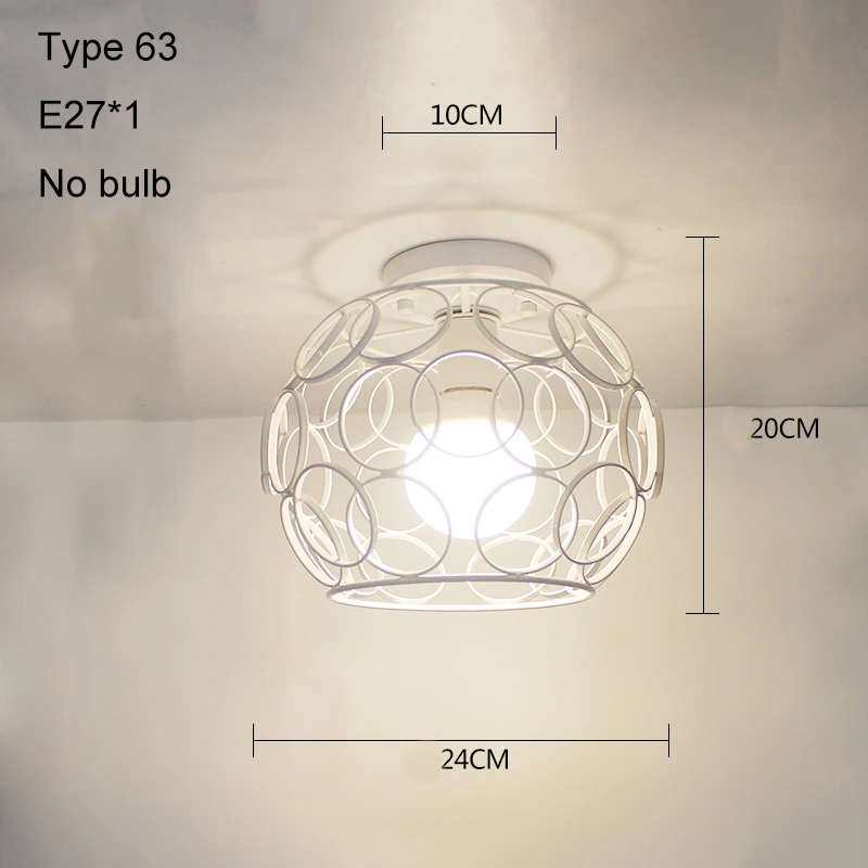Светодиодные потолочные светильники, современный потолочный светильник, винтажный плафон, клетка, плафон для гостиной, промышленный декор, подвесной светильник - Цвет корпуса: Type 63 no bulb