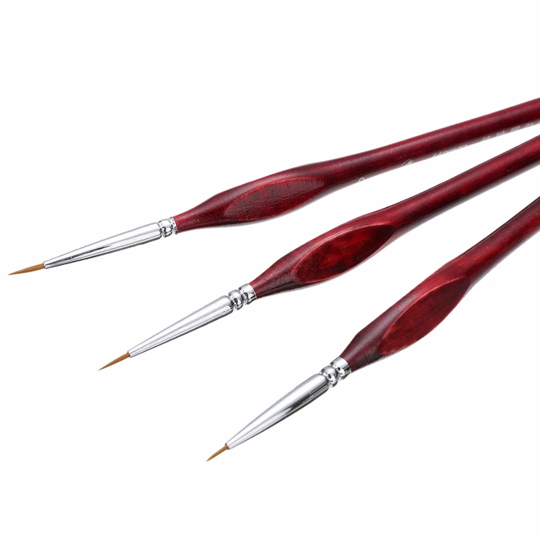 3pcs/Set Sable Hair Paint Brush 0/00/000 Miniature Detail Fine liner Nail Art Drawing Brushes Painting Supplies