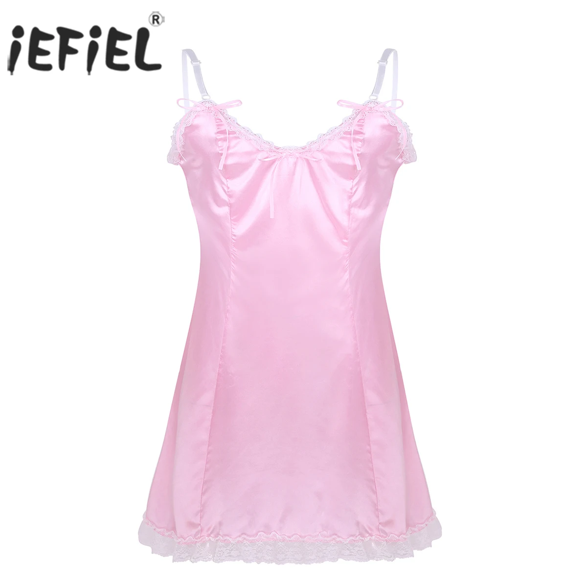 

Men Adults Exotic Sexy Gay Male Nightwear Satin Straps Low Back Sissy Baby Fancy Costume Clubwear Vintage Slip Hommes Mini Dress
