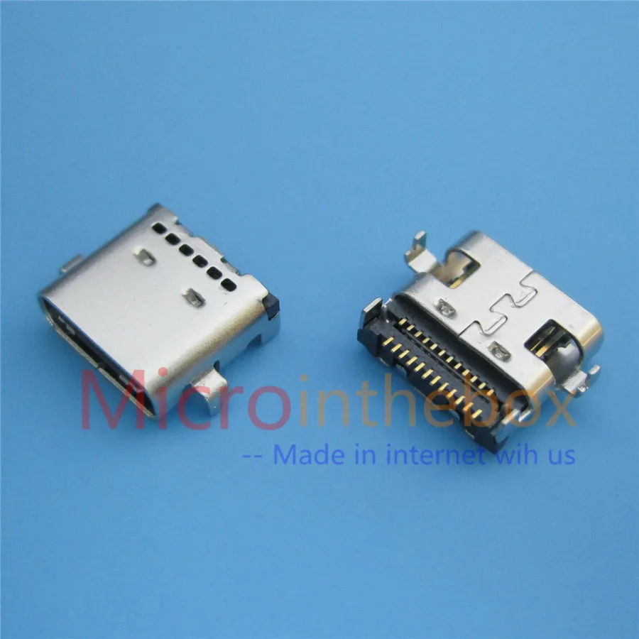 

USB Connector Type C 24P Female Type USB 3.1 Horizontal mid mount SMD 2*12 Pin welded plate, 4 fixed feet