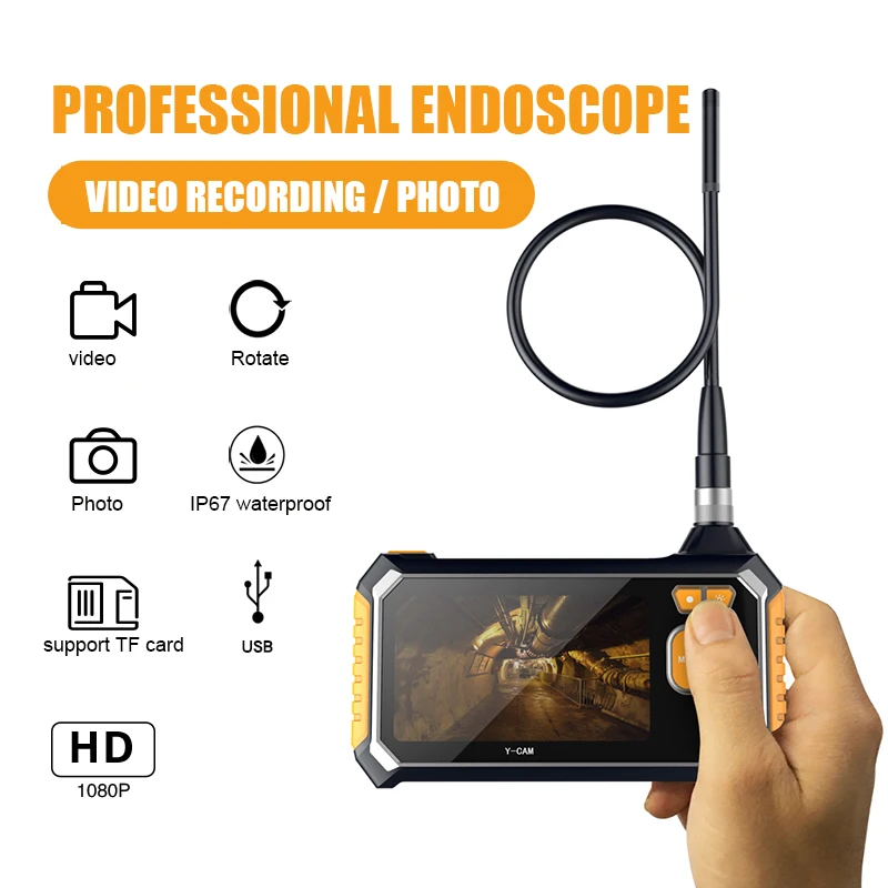 

im113 Handheld Endoscope Camera with 4.3inch monitor 8mm Lens 6LED Endoscope Borescope 3m Hard Cable Snake Industrial Endoscope