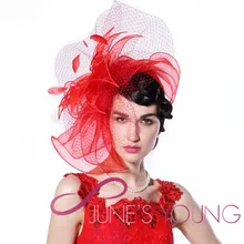 Womens Red Fascinator Hats Hair Accessories Wedding Mesh Flower Hair Bows Clips Cocktail evening party Show Church Derby