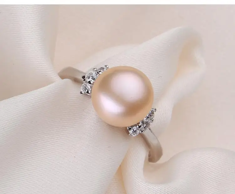 Real Freshwater Pearl Ring For Women,925 Silver Wedding Ring Natural Pearl Jewelry Daughter Girl Gift