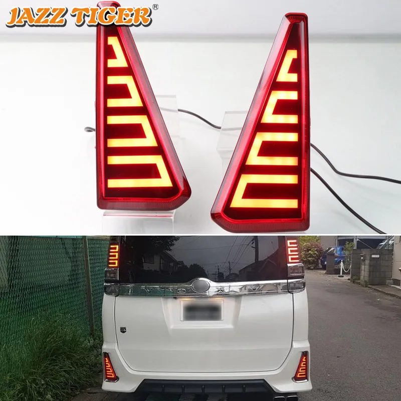 

JAZZ TIGER 2PCS Multi-functions Car LED Rear Fog Lamp Brake Light Rear Bumper Decoration Lamp For Toyota NOAH VOXY 80 Series