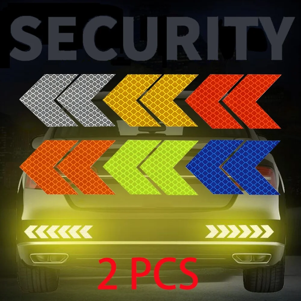 

2Pcs Car Bumper Safety Warning Reflective Sticker Motorcycle Arrow Shape Fender Reflective Sign
