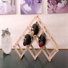 Umiwe Wooden Folding Wine Rack Holder Home Kitchen Bar 6 Wine Bottle Storage Display Stand