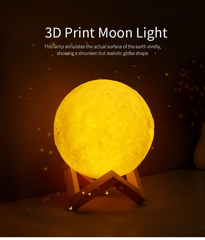 2 цвета изменить детский подарок 3D луна лампа сенсорный переключатель спальня
