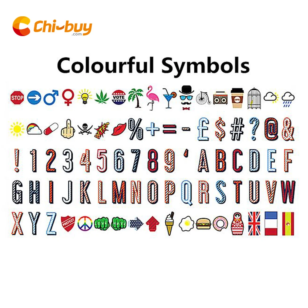

CHIBUY Colorful Letters Symbols & Glyphs & Numbers Cards,For A4 Size Cinematic Lightbox(Include 85pcs)