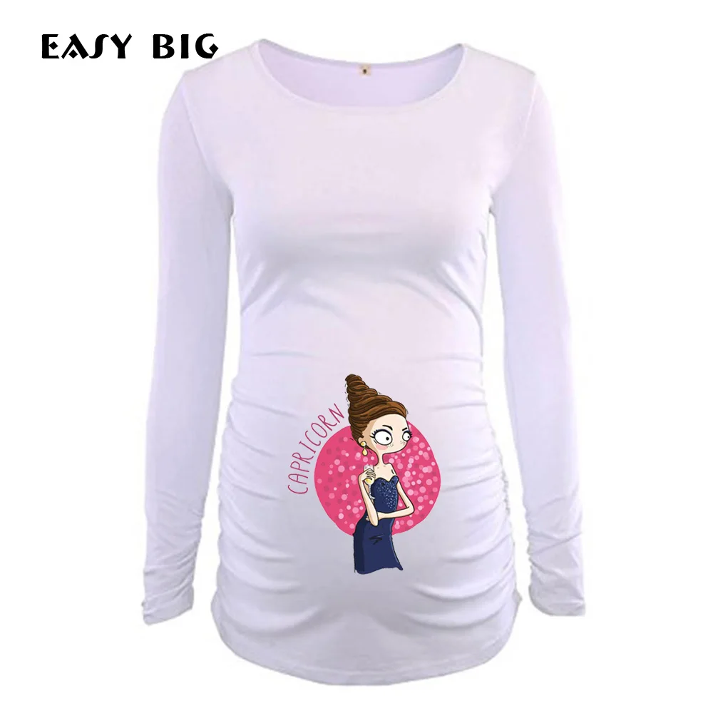 

EASY BIG Customized Printings Cotton Women Maternity Tees Tshirts Pregnancy Tank Long Sleeve Pregnant Nursing Tops MC0060