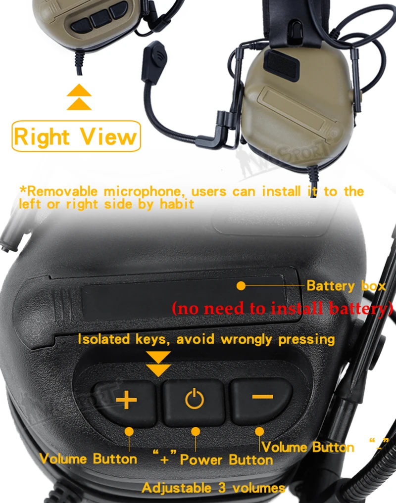 Tactical Communication Headset Outdoor Shooting Airsoft CS Headphone Head Wearing Version & Helmet Version Headphones